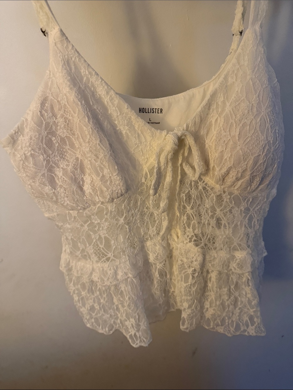 BNWT HOLLISTER White Lace Tie-Front Cami Top - Women - Picture 6 of 8